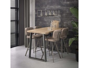 Hoyz - Bartafel Industrieel - Massief Mangohout - Blank - Trapezium - 135x70x92