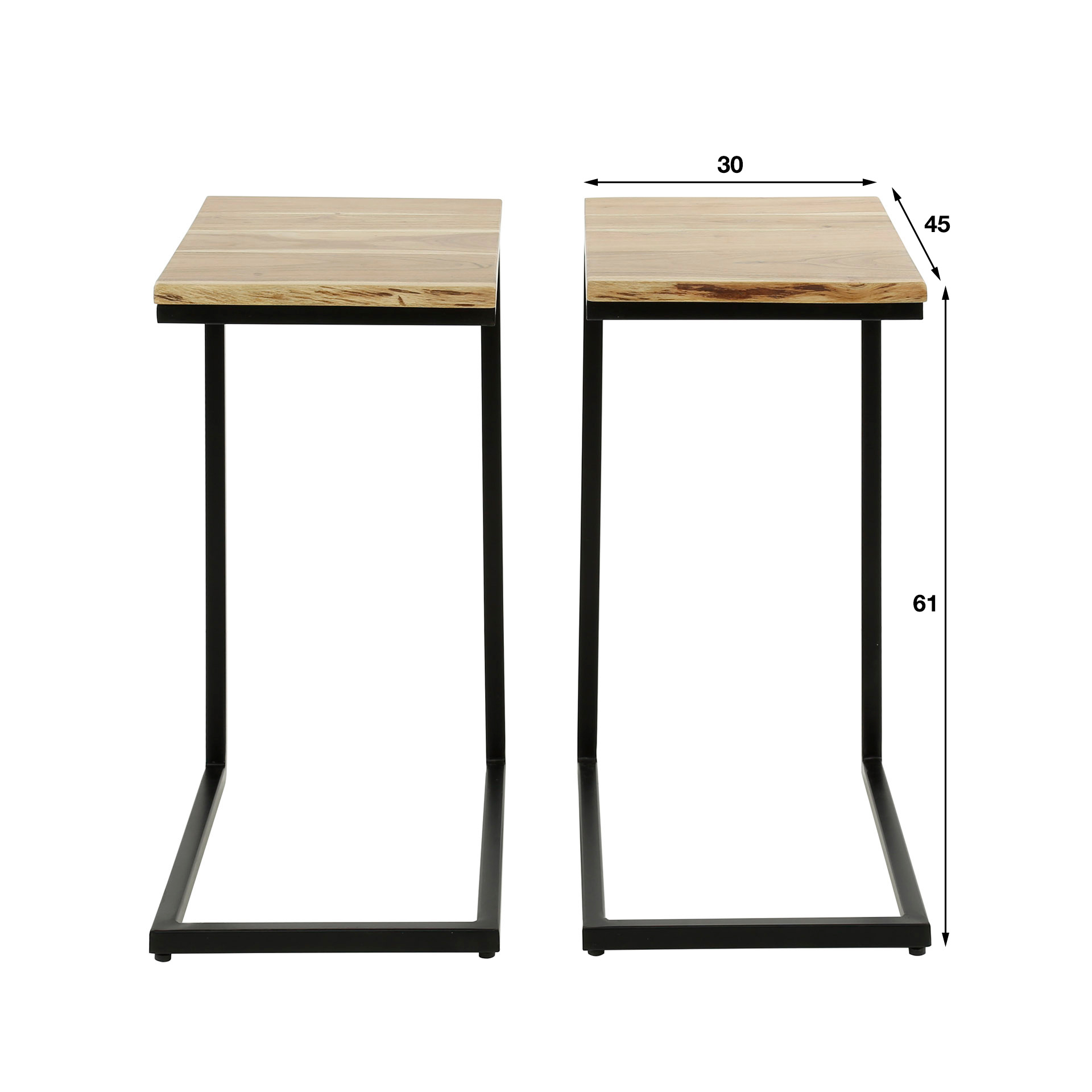 Hoyz - Bed Tafeltje XS Edge - Set van 2 - Massief Acacia