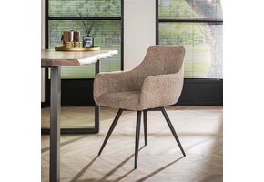 Hoyz - Armstoel Boucle - Draaibaar - Zandkleur - 2 Stuks