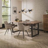 Hoyz - Armstoel Boucle - Draaibaar - Zandkleur - 2 Stuks