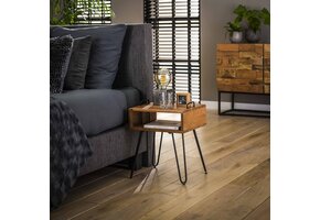 Hoyz - Nachtkastje Quadro - Bruin - Bijzettafel - 40x34x48