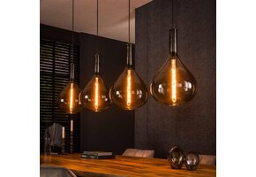 Hoyz Collection - Hanglamp 4L Drop Smoke Glass - Artic Zwart