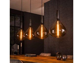 Hoyz Collection - Hanglamp 4L Drop Smoke Glass - Artic Zwart