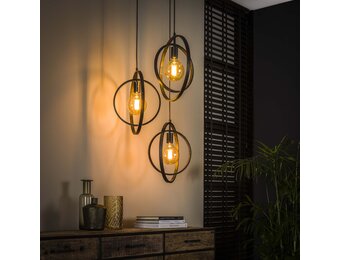 Hoyz - Hanglamp met 3 Lampen - Turn Around - Zwart - Industrieel
