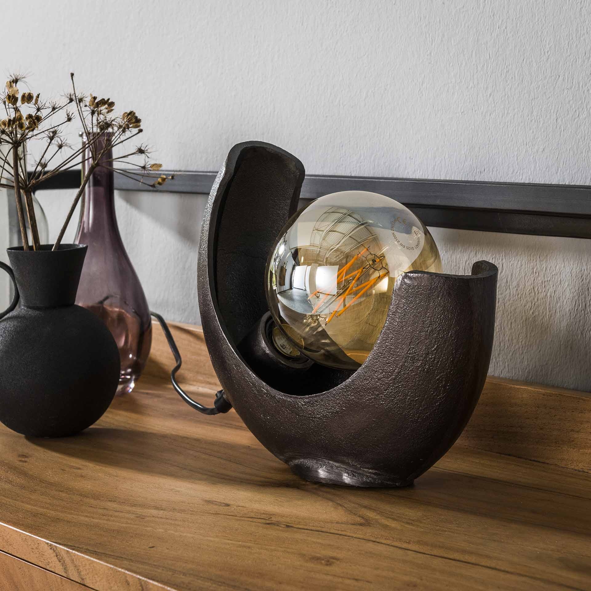 Hoyz - Tafellamp Half Moon - Zwart Nikkel - Industrieel - 28x10x24