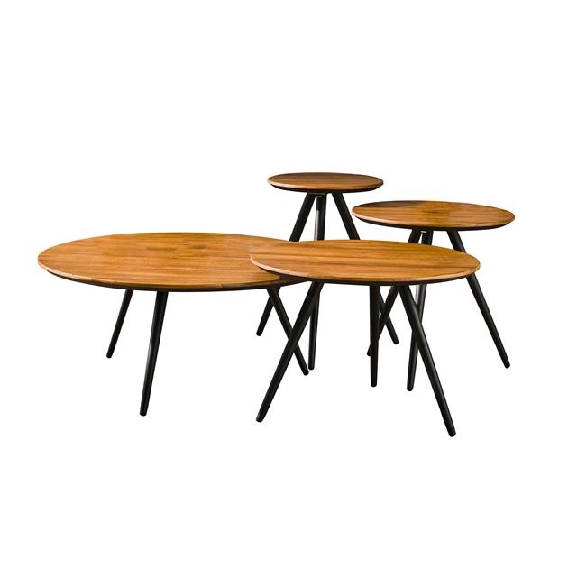 Hoyz Collection - Salontafel Teca Lichtbruin - Rond - Set van 4