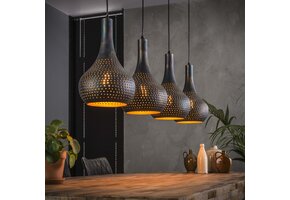 Hoyz - Hanglamp Punch Kegel -  4 Lampen - Zwart Bruin - 130x25x150
