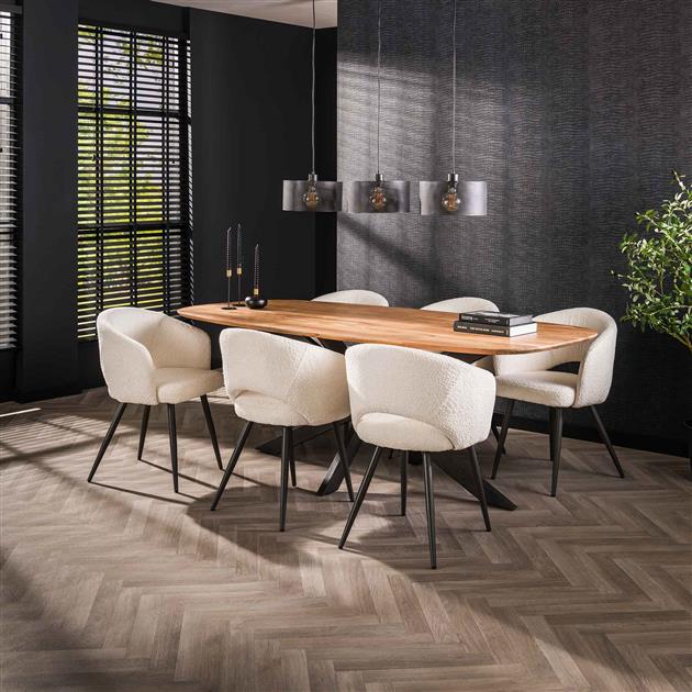 Hoyz Collection - Eetkamertafel Arhus Solid 215cm - Acaciahout - 6 personen