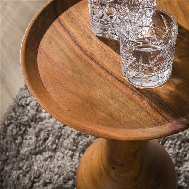 Hoyz Collection - Bijzettafel Massieve Voet Druppel - Massief Acacia Naturel