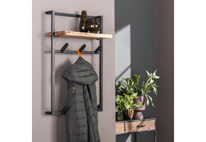 Hoyz - Kapstok Air Solid Hoog - 6 Haken - Hoedenplank - Massief Acaciahout - 80x51x30