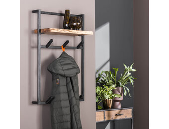 Hoyz - Kapstok Air Solid Hoog - 6 Haken - Hoedenplank - Massief Acaciahout - 80x51x30