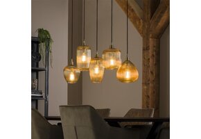 Hoyz - Hanglamp 5L Stripe Glass Mix - Amberkleurig Glas