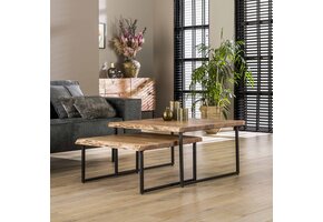 Hoyz - Salontafel Edge - Set - Acacia hout - 2 stuks - 80x80x45