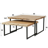 Hoyz - Salontafel Edge - Set - Acacia hout - 2 stuks - 80x80x45