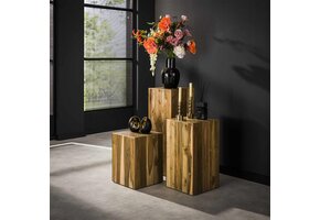 Hoyz Collection - Bloemenzuil Bole 45 Cm - Massief Gerecycled Teakhout