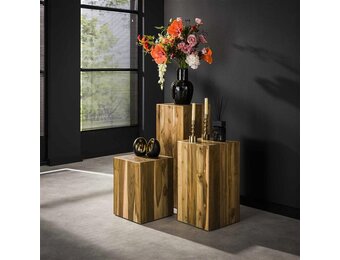 Hoyz Collection - Bloemenzuil Bole 45 Cm - Massief Gerecycled Teakhout