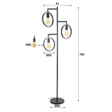 Hoyz - Vloerlamp Ring 3 Lampen - Charcoal