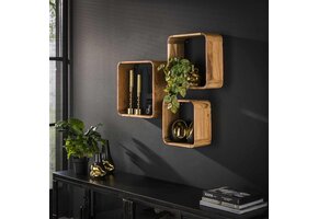 Hoyz Collection - Wandschap Vierkant - Acaciahout - Set van 3