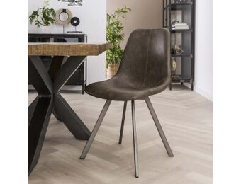 Hoyz - Stoel zig-zag patroon - Taupe - PU leder - 4 stuks