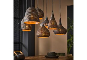 Hoyz - Hanglamp 4+3 Punch Mix - 7 lichtpunten - Zwart bruin