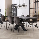 Hoyz - Velvet Stoel - Kuip zitting - Blauw - 4 stuks