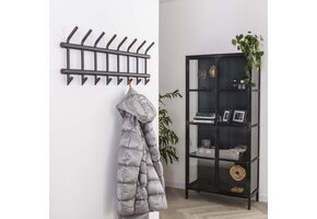 Hoyz - Kapstok Industrieel met 16 haken - Grijs - Wandkapstok 90cm breed - Snelle Montage