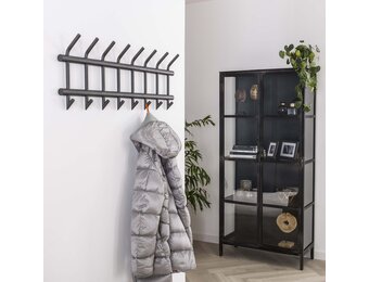 Hoyz - Kapstok Industrieel met 16 haken - Grijs - Wandkapstok 90cm breed - Snelle Montage