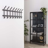 Hoyz - Kapstok Industrieel met 16 haken - Grijs - Wandkapstok 90cm breed - Snelle Montage