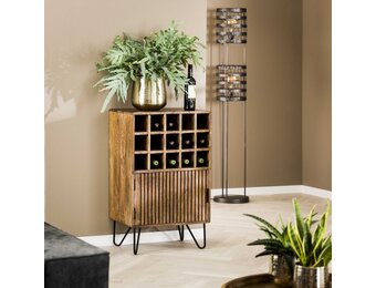 Hoyz - Wijnkast Tweak - Massief Mangohout - Industrieel - 56x35x90