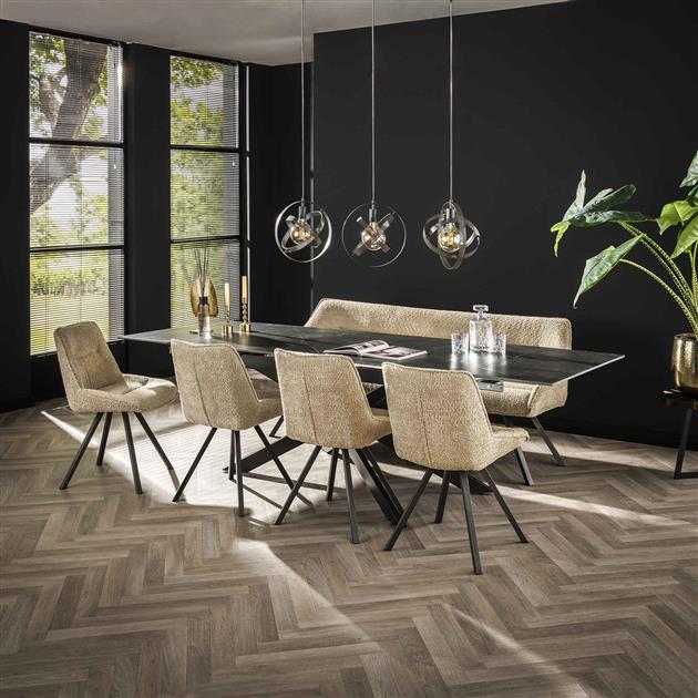 Hoyz - Uitschuifbaretafel 180 tot 260cm - Keramisch - Zwart - 6-8 Personen