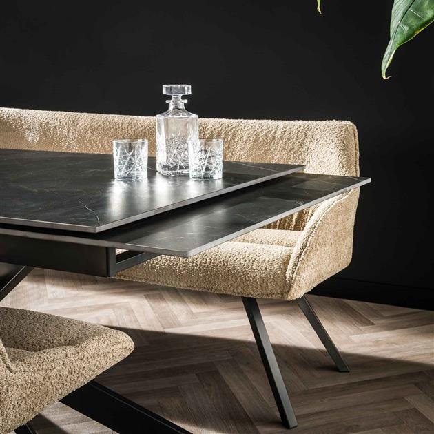 Hoyz - Uitschuifbaretafel 180 tot 260cm - Keramisch - Zwart - 6-8 Personen