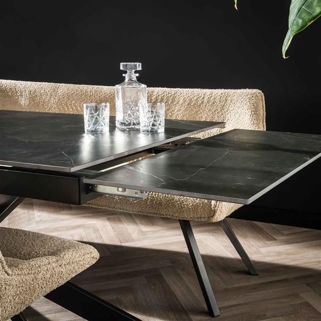 Hoyz - Uitschuifbaretafel 180 tot 260cm - Keramisch - Zwart - 6-8 Personen