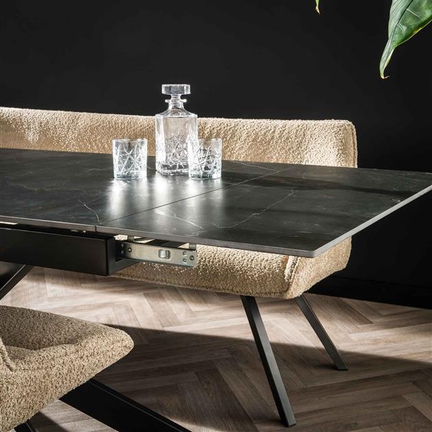 Hoyz - Uitschuifbaretafel 180 tot 260cm - Keramisch - Zwart - 6-8 Personen