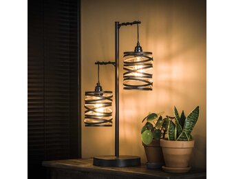 Hoyz - Tafellamp Industrieel - Vintage Tafellamp van Metaal en Glas - Spiraal