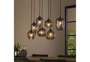 Hoyz - Hanglamp 4+3 Hexagon Mix - Smoke Grey Glas