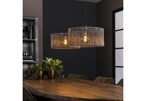 Hoyz - Hanglamp 2L Stringshade - Metaal - Zwart Nikkel - 120x45x150