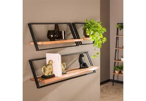 Hoyz - Wandschap Lean Set van 3 - Acaciahout