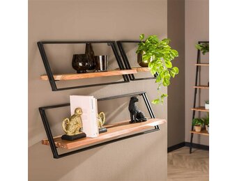 Hoyz - Wandschap Lean Set van 3 - Acaciahout