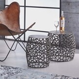 Hoyz - Bijzettafel Maze set van 2 - Zandgegoten - Zwart/ Grijs Nikkel