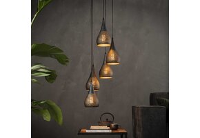 Hoyz - Hanglamp - 5xØ15 Druppelvormige Metalen Hanglampen - Diverse Hoogtes