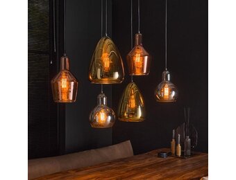 Hoyz - Hanglamp 3+3 Mix - Glass Tricolore - Artic zwart