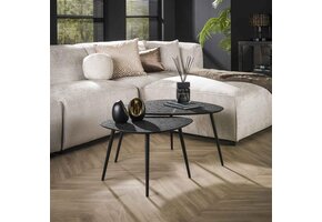 Hoyz - Salontafel Driehoekig Metallic - Grijs - Set van 2