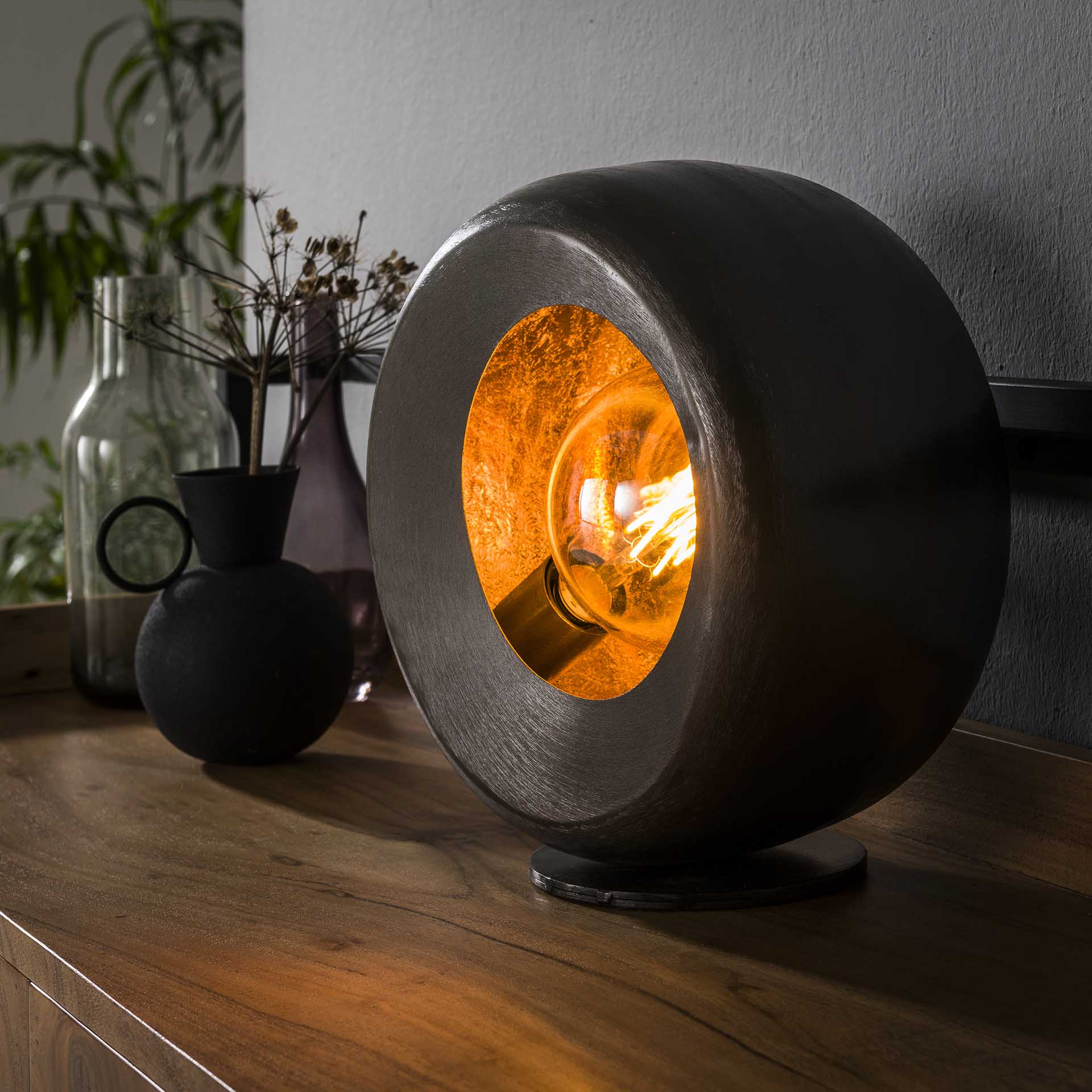 Hoyz - Tafellamp Try - Zwart Nikkel - Industrieel - 30x16x30