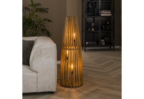 Hoyz - Vloerlamp Launch - 3 Lichtpunten - Massief Mangohout  - 40x40x123