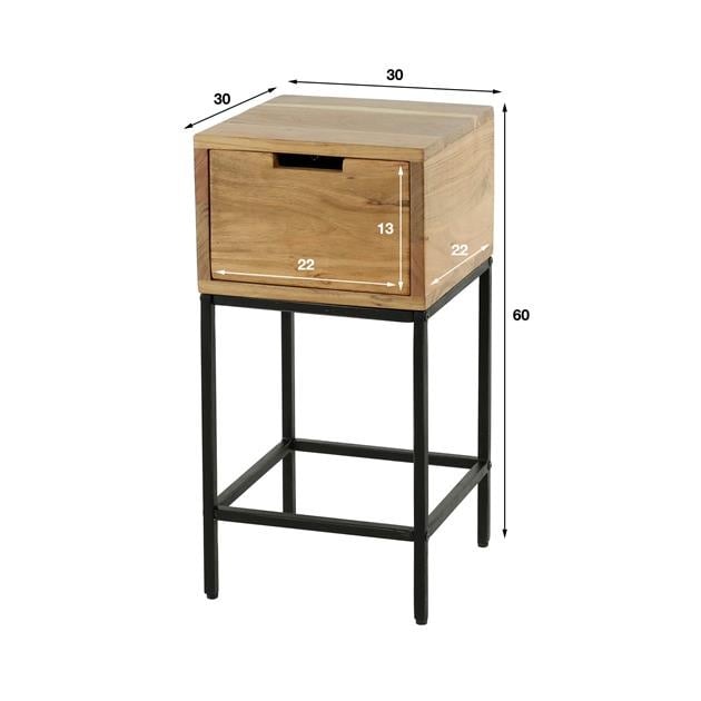 Hoyz - Nachtkastje XS flat / Massief acacia naturel