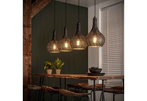 Hoyz - Hanglamp - 4 Kegelvormige Metalen Hanglampen - Armor - Burned Finish