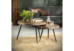 Hoyz - Salontafel Rond Metallic - Goudkleurig - Set van 2