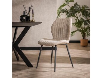 Hoyz - Stoel Len - Boucle - Zandkleur - 4 Stuks