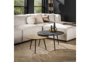 Hoyz - Salontafel Metallic - Rond - Grijs - Set van 2