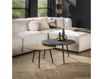 Hoyz - Salontafel Metallic - Rond - Grijs - Set van 2